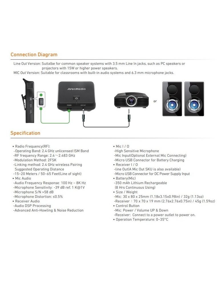 AVerMedia - Wireless Teacher Microphone AW313 - Image 1
