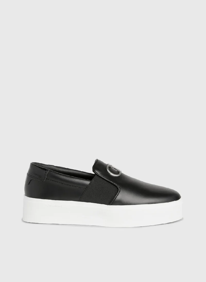 CALVIN KLEIN Leather Platform Slip-On Shoes
