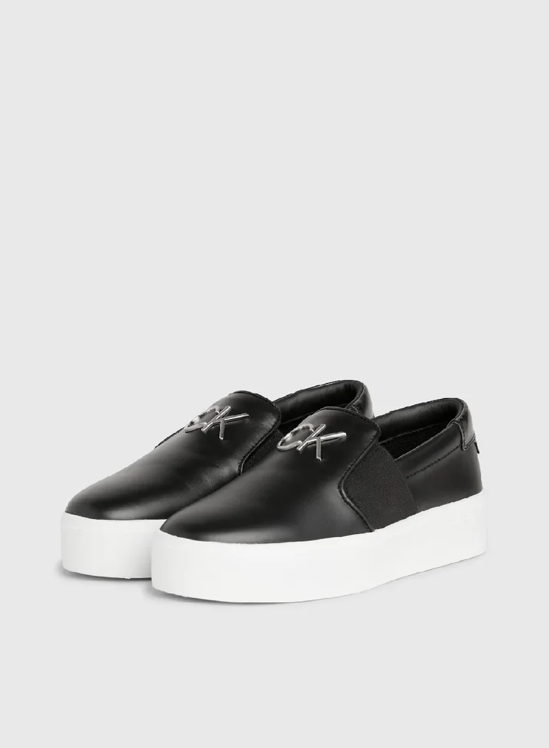 CALVIN KLEIN Leather Platform Slip-On Shoes
