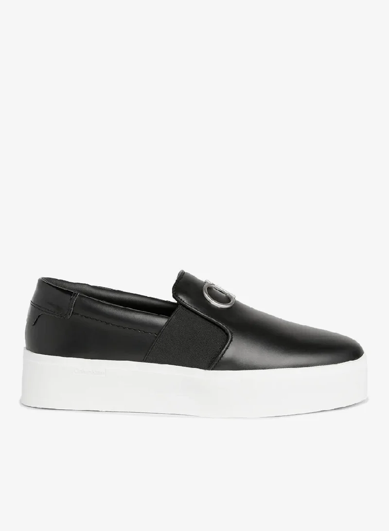 CALVIN KLEIN Leather Platform Slip-On Shoes