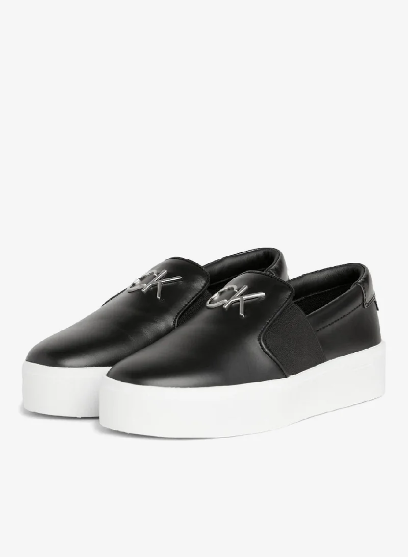 CALVIN KLEIN Leather Platform Slip-On Shoes