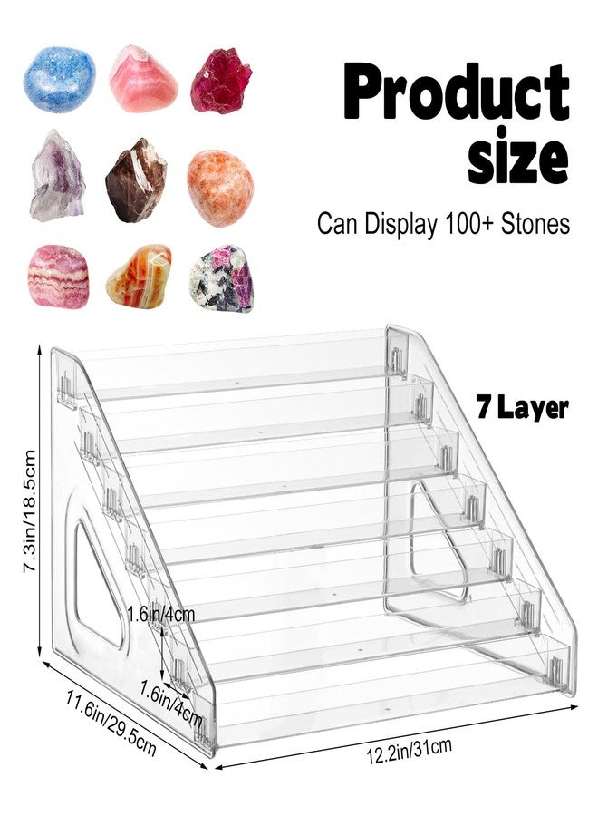 Hlimior Rock Display Stand 7 layer Large Acrylic Display Holder Clear Display Easel Stand Pedestal Small Collectibles Display Stands for Displaying Crystal Geodes Rock Mineral Agate Coral - Image 2