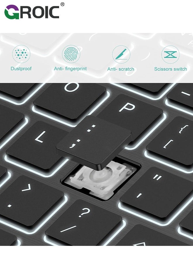 7 Color Backlit Bluetooth Black Keyboard for iPad 10th 9th Gen, iPad Pro 12.9 11 inch, iPad Air 5th 4th Generation, iPad Mini iPhone Slim Rechargeable Android Tablet Phone Wireless Keyboard Portable