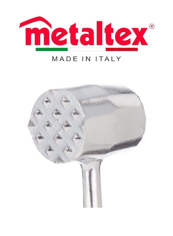 Metaltex مطرقة تليين اللحم من ميتالتكس المصنوعة من الألمنيوم - مطرقة ستيك مزدوجة السطح للمطبخ والشواء - Image 2