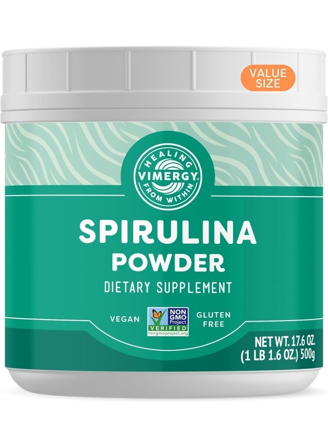 Vimergy Spirulina Powder - Easy to Digest - Fast Absorbing Powder - Vegan - Formulated Without Anti-Clumping Agents, Additives, Flavours or Sugar - GMO & Gluten Free - Image 1