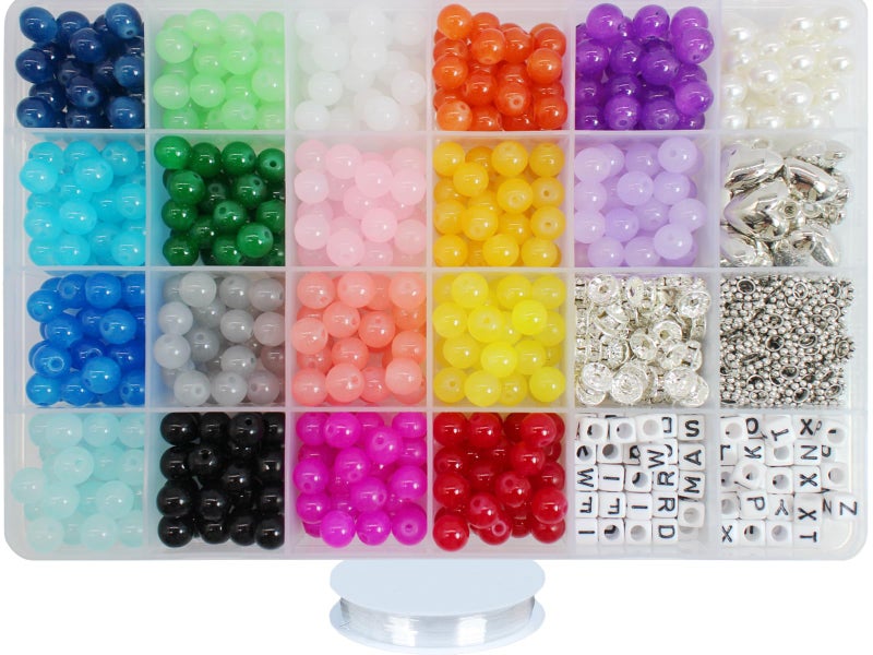 PAMIR TONG 1000pcs 8MM Glass Bead Sets for Jewelry Making Kit Bracelets Beads SuppliesImitative Jade Beads Crystal Spacer Beads Bracelet Loose Bead Sets for Jewelry Making DIY Crafts
