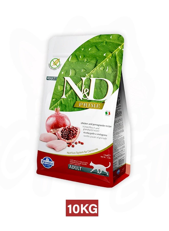 Farmina N&D Chicken and Pomegranate Prime Adult Dry Cat Food - 10KG - Image 1