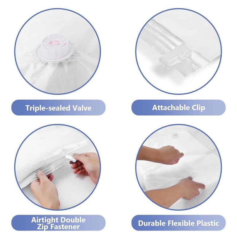 SELLWIZE أكياس تخزين مفرغة مع مضخة كهربائية، 4 عبوات كبيرة، أكياس موفرة للمساحة مع صمام محكم ثلاثي الإغلاق قابلة لإعادة الاستخدام لتخزين الضغط والتعبئة - Image 5