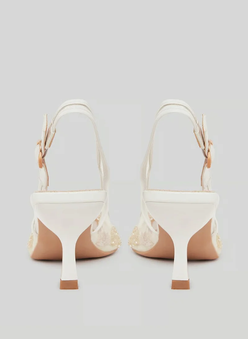 Styli  Lace Slingback Stiletto Heels Shoes for Women | Best Price UAE