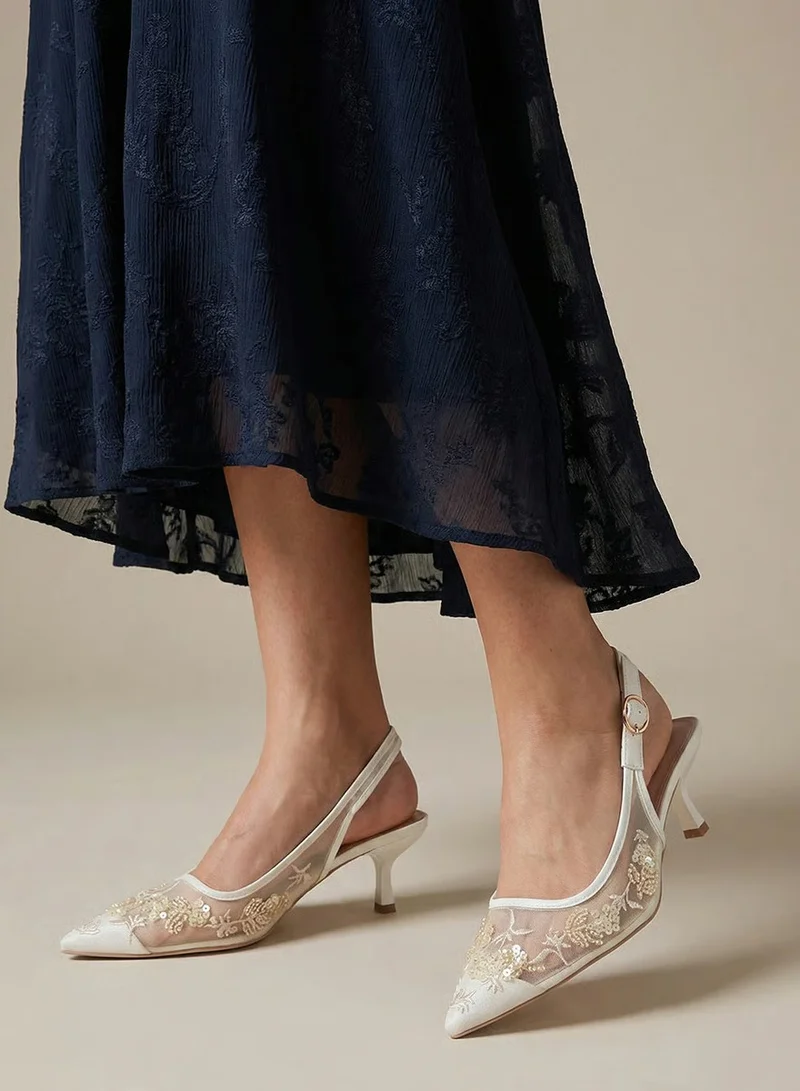 Styli  Lace Slingback Stiletto Heels Shoes for Women | Best Price UAE