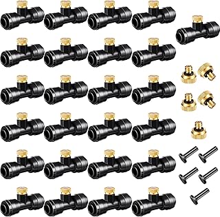 Ripeng Ripeng Misting Nozzles Kit Include Water Misting Nozzle Tees Thread 1/4 Inch and Brass Orifice Nozzle with Black Plug  - Image 1