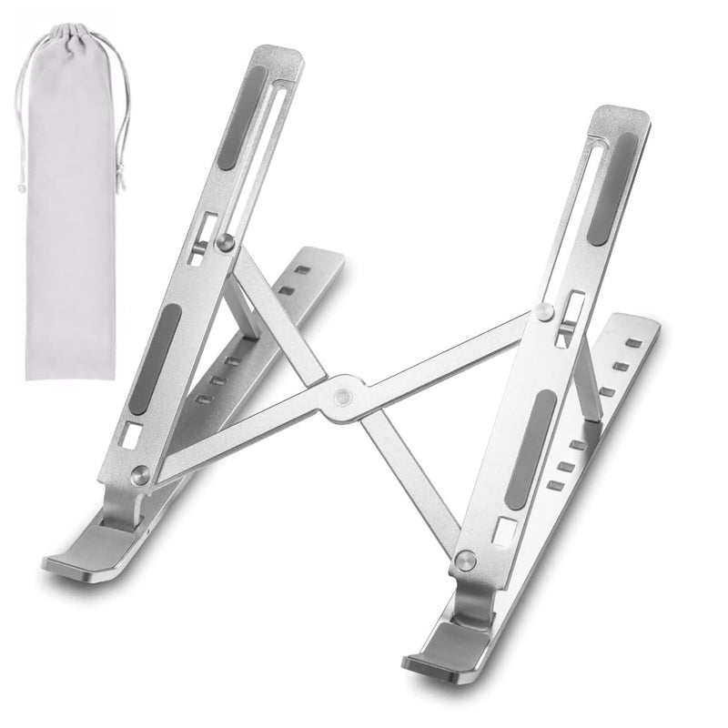 CARE CASE Laptop Stand HeightAdjustable Foldable Portable Ventilated Fits Up to 156Inch Laptops Aluminium Alloy Silver Tabletop - Image 1