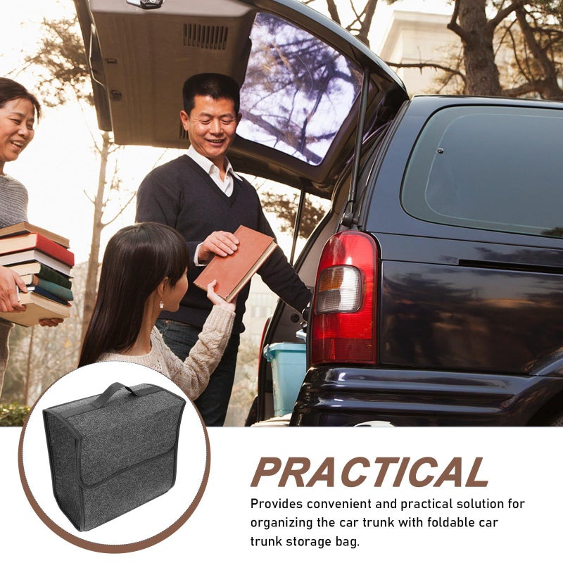 Foldable Car Trunk Storage Bin Felt Organizer Deep Gray Portable Auto Trunk Organizer For Suv Sedan Vehicle Storage And Cargo Management - Image 4