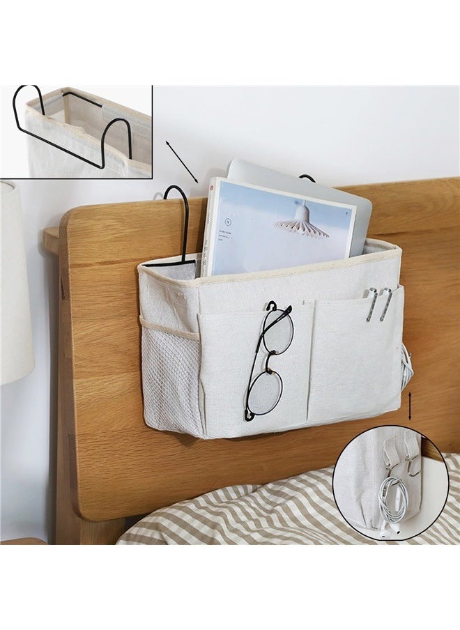 Generic Bedside Caddy Organizer - Hanging Bedside Storage Basket with Large Pockets and Hooks,  Dorm Rooms, Hospital Beds, and Small Apartments  - Image 4