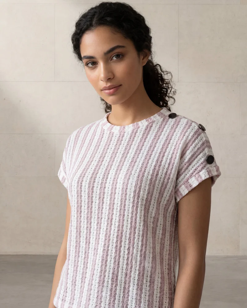ردتاغ Women Purple Striped Casual Blouse