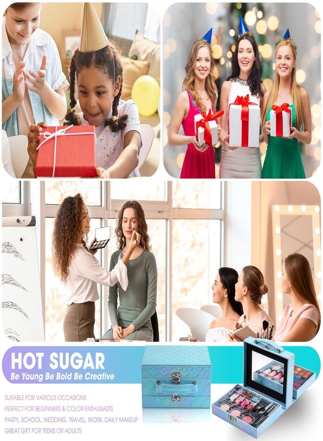 Hot Sugar Makeup Kit for Preteen Girls 10-12, Birthday Christmas Makeup Gift Set for Teens 16-18, All in One Beginner Makeup Kit for Women Full Kit (Blue Diamond) - Image 4