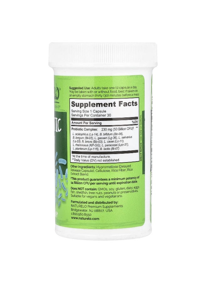 NATURELO NATURELO, Probiotic, 50 Billion CFU, 30 Delayed Release Capsules  - Image 2