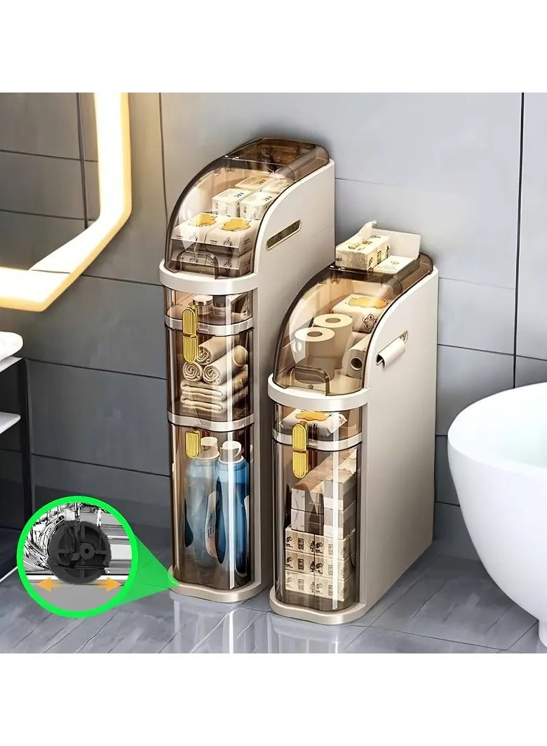 DubaiGallery Plastic Narrow Storage Cabinet Narrow Slim Storage Cabinet with Drawers Standing Toilet Paper Holder plastic bathroom - Image 2