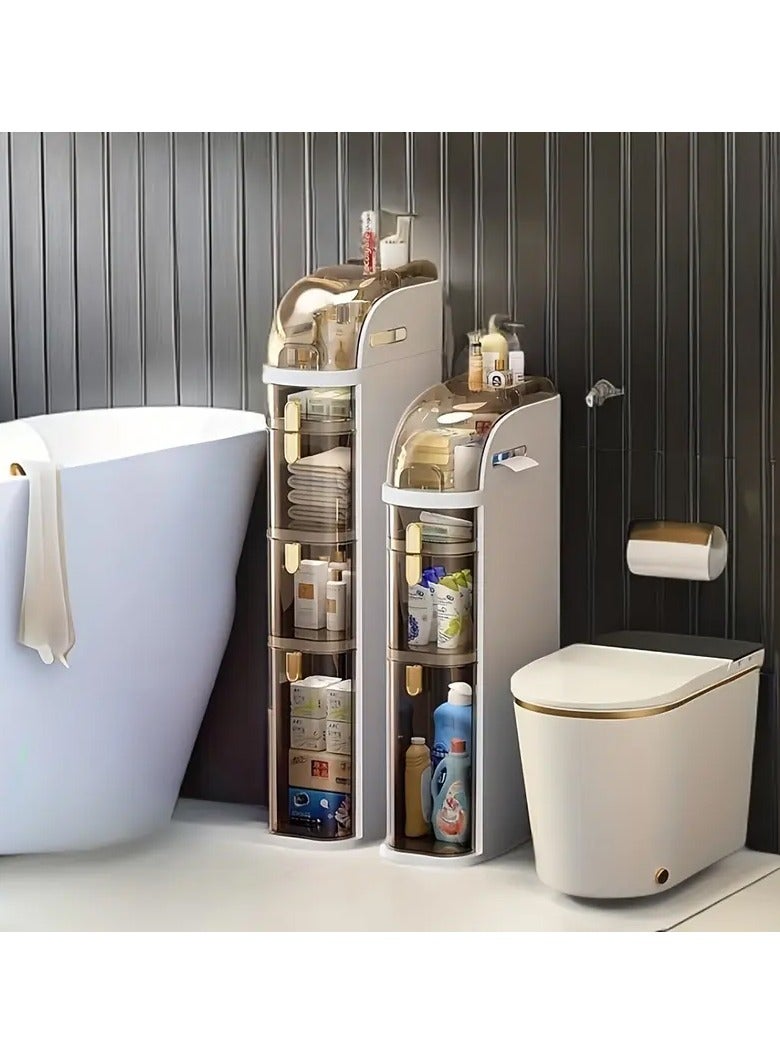 DubaiGallery Plastic Narrow Storage Cabinet Narrow Slim Storage Cabinet with Drawers Standing Toilet Paper Holder plastic bathroom - Image 3