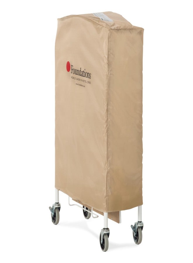 Foundations Crib Cover for Pinnacle and Sweet Dreamer Compact Metal Folding Cribs, Heavy Duty Nylon to Extend Life of Crib, Protects from Dirt, Dust, Nicks & Scratches (Tan)