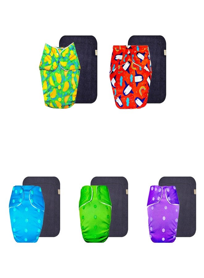 حفاضات قماشية فاخرة من دمبلدو مع حشوة رمادية (عبوة من 5) | مضادة للحساسية | مانعة للتسرب | سهلة التنظيف | مثالية للأطفال الصغار | من 3 أشهر إلى 3 سنوات | للجنسين - Image 1