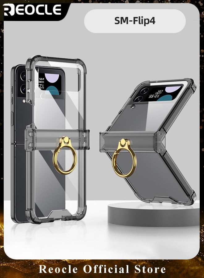 REOCLE Phone Case for Samsung Galaxy Z Flip 4 Case Clear with Ring Anti-Fall Shockproof Protective Phone Cover Case with Galaxy Z Flip 4 Case - Image 1