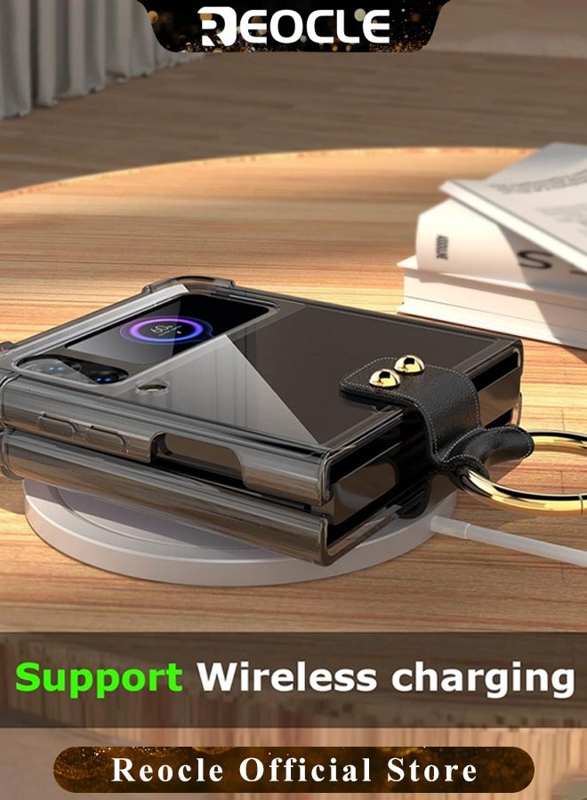 REOCLE Phone Case for Samsung Galaxy Z Flip 4 Case Clear with Ring Anti-Fall Shockproof Protective Phone Cover Case with Galaxy Z Flip 4 Case - Image 2