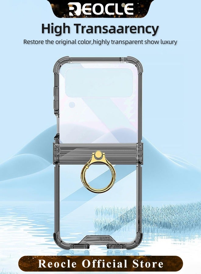 REOCLE Phone Case for Samsung Galaxy Z Flip 4 Case Clear with Ring Anti-Fall Shockproof Protective Phone Cover Case with Galaxy Z Flip 4 Case - Image 5