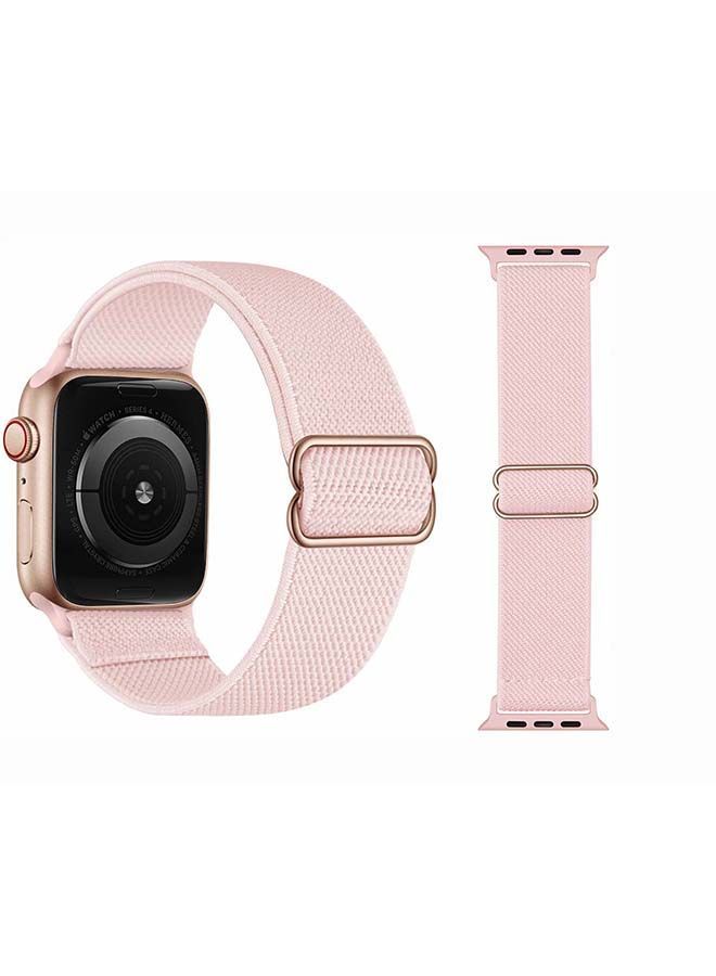 NIBEMINENT Solid Adjustable Braided Solo Band for Apple Watch Series 6/SE/5/4/3/2/1 44/42mm Pink - Image 2