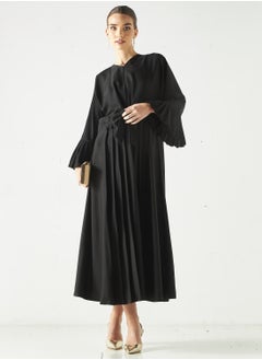 هدية المدينة  عباية بطيات أحادية اللون  - Image 1