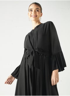 هدية المدينة  عباية بطيات أحادية اللون  - Image 2
