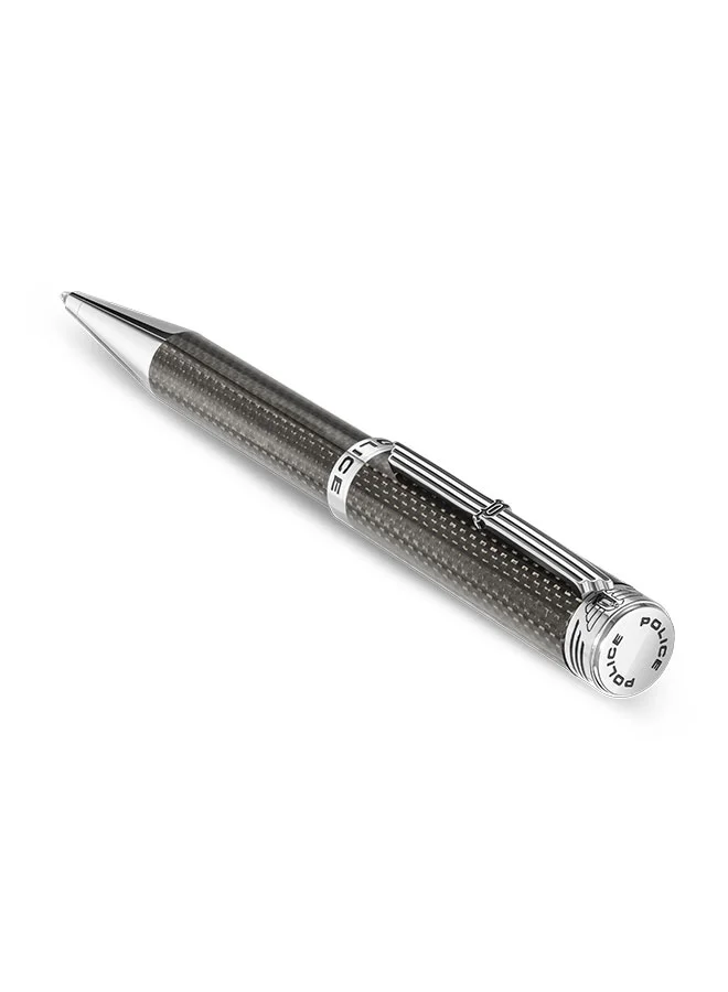 بوليس Police Corbel Dark Grey Carbon Fibre With Stainless Steel Trims Medium Drill Point Gents Pen 140mm - PERGR0001803