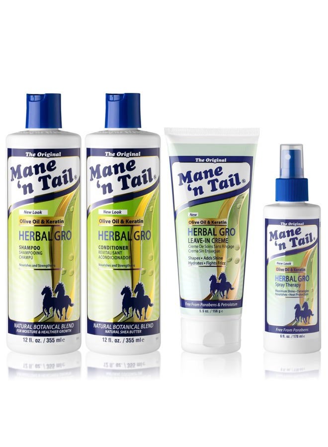 Mane 'n Tail مجموعة شامبو هيربال جرو 4 قطع تتضمن شامبو هيربال جرو 12 أونصة بلسم هيربال جرو 12 أونصة سبراي ثيرابي 4 قطع وكريم ثيرابي - Image 1