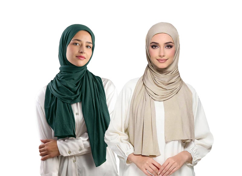 ICW Women's UV Protection Light Weight Jersey Cotton Summer Scarf Stoles Shawl head scarves for girls Dn03 (Pack of 2) (COLOUR3) - Image 1