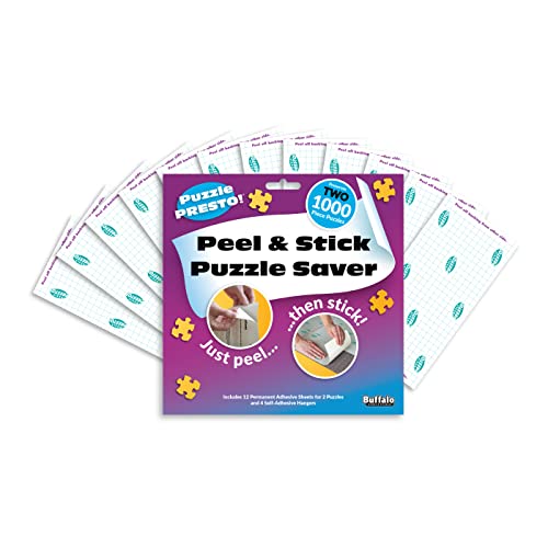 Buffalo Games 2 PackPuzzle Presto Peel Stick Puzzle Saver The Original and Still The Best Way to Preserve Your Finished Puzzle 12 Adhesive Sheets and 4 Adhesive Hangars Preserve Two1000 Piece Puzzles Multi - Image 5