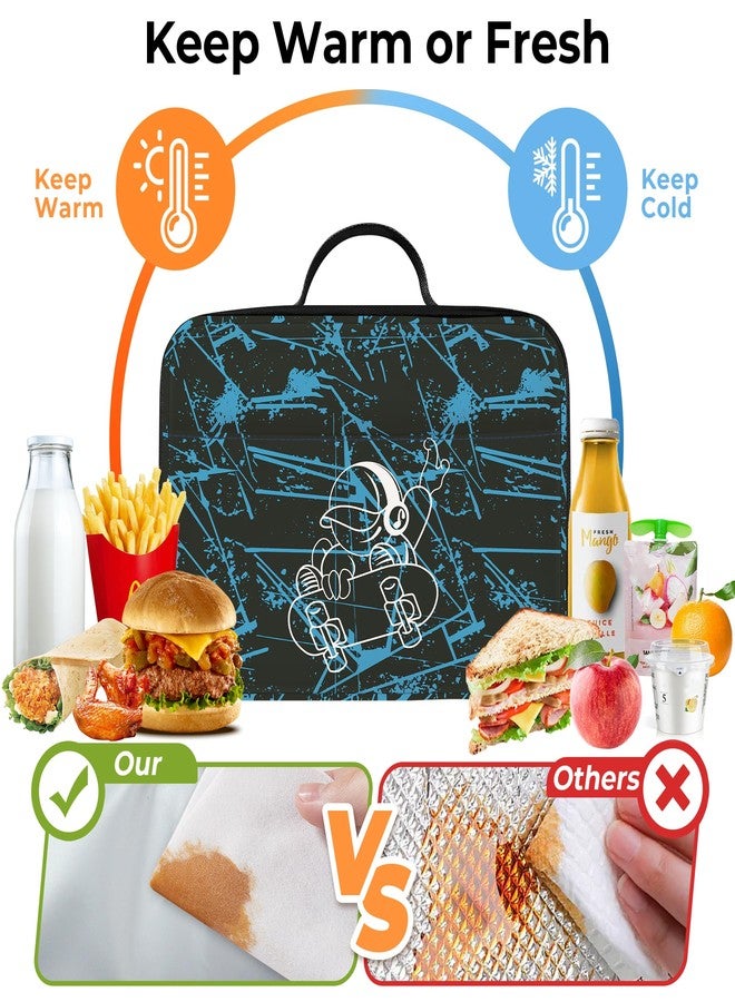 Clastyle Gamer Insulated Kids Lunch Bag Large Thermal Cooler Bag for Boy Picnic School Lunch Box Tote,Skateboard Boy - Image 3