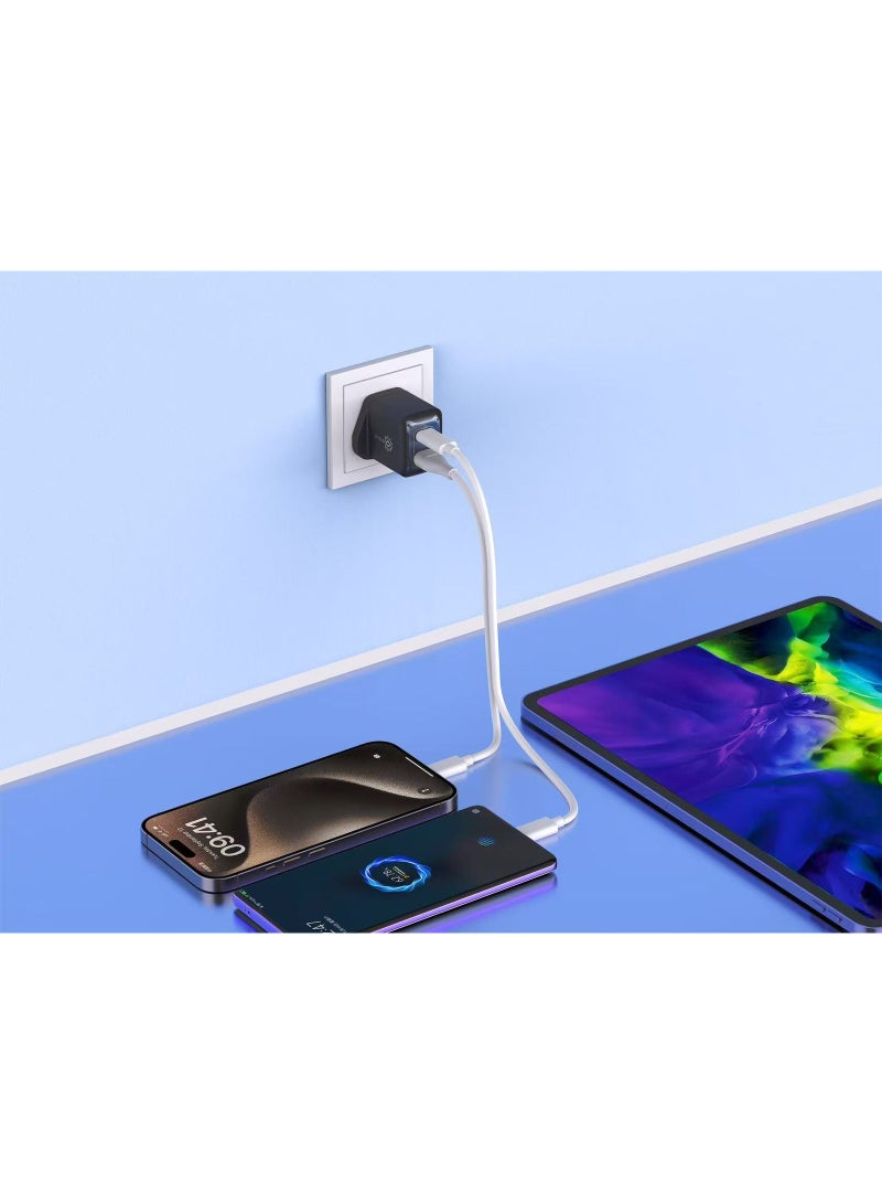 أوماكس شاحن OMAKSS ثنائي المنفذ PD 40 واط سريع USB C قابل للطي iPhone 17 Plug iPad Mini Block Type C Charging Wall Plug Compact Travel Adapter لأجهزة iPad Pro و iPhone Air /16/15 و Samsung S25U/S24 و Huawei و Xiaomi وما إلى ذلك - Image 2