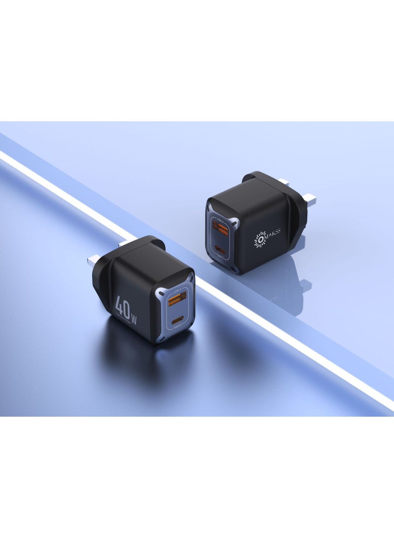 أوماكس شاحن OMAKSS ثنائي المنفذ PD 40 واط سريع USB C قابل للطي iPhone 17 Plug iPad Mini Block Type C Charging Wall Plug Compact Travel Adapter لأجهزة iPad Pro و iPhone Air /16/15 و Samsung S25U/S24 و Huawei و Xiaomi وما إلى ذلك - Image 4