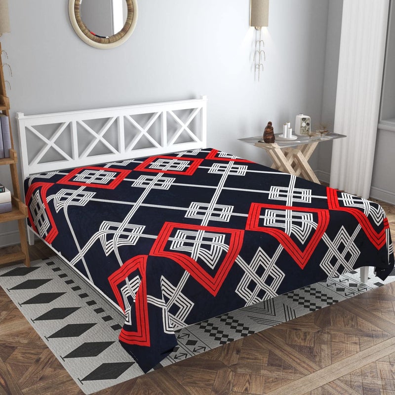 TIB The Intellect Bazaar Microfiber AC Blanket Comforter for Winter/Quilt/Duvets for King Size Double Bed | Soft Light-Weight | 90X90 Inches, Geometric-Blue - Image 1