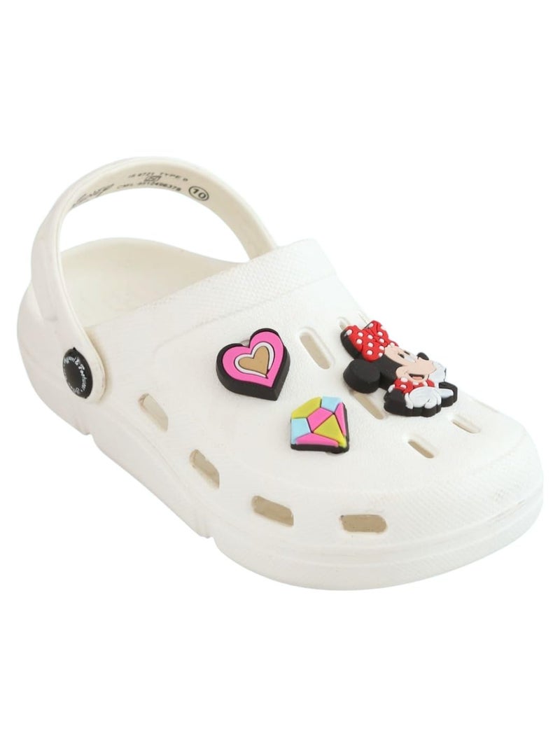 Yellow Bee Disney Minnie Mouse, Daisy Duck Clogs with Vibrant Heart & Diamond Accents for Girls, White,8,3.5-4Y - Image 3