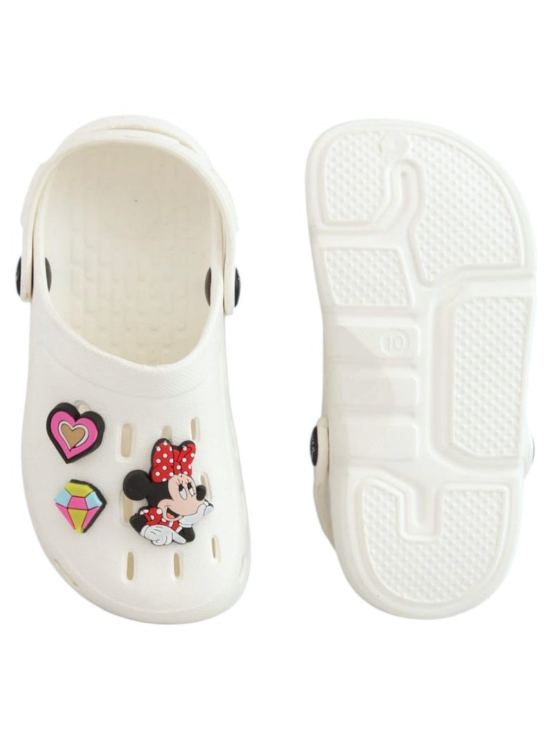 Yellow Bee Disney Minnie Mouse, Daisy Duck Clogs with Vibrant Heart & Diamond Accents for Girls, White,8,3.5-4Y - Image 5