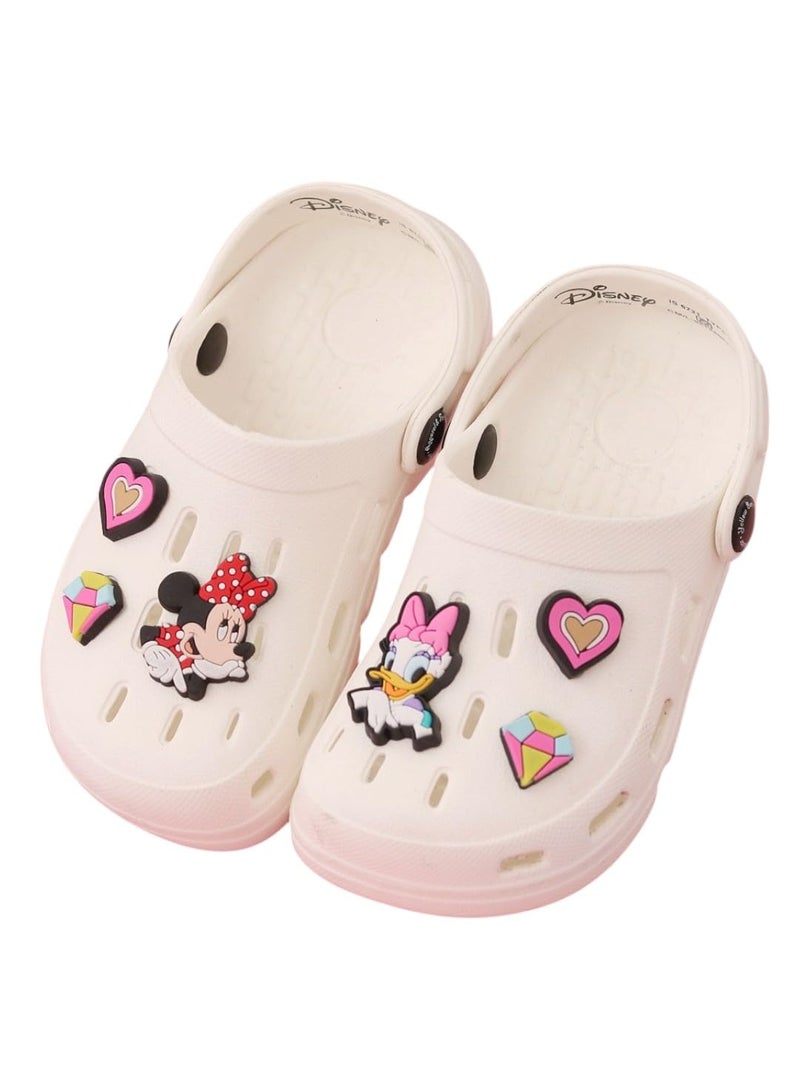Yellow Bee Disney Minnie Mouse, Daisy Duck Clogs with Vibrant Heart & Diamond Accents for Girls, White,8,3.5-4Y - Image 1