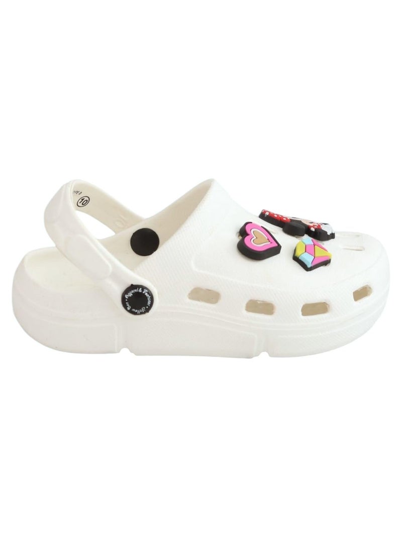 Yellow Bee Disney Minnie Mouse, Daisy Duck Clogs with Vibrant Heart & Diamond Accents for Girls, White,8,3.5-4Y - Image 4