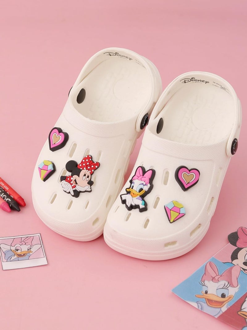 Yellow Bee Disney Minnie Mouse, Daisy Duck Clogs with Vibrant Heart & Diamond Accents for Girls, White,8,3.5-4Y - Image 2