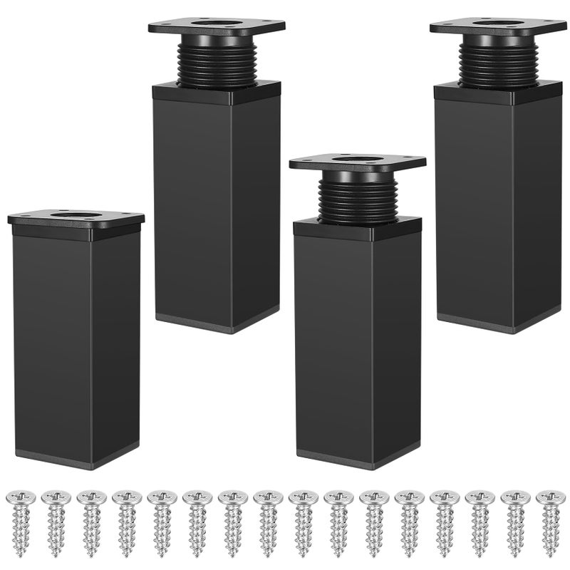 Black Square Furniture Legs - Aluminum Modern Replacement Furniture Legs for Diy Furniture Upgrade, Home Kitchen And Living Room - Image 1