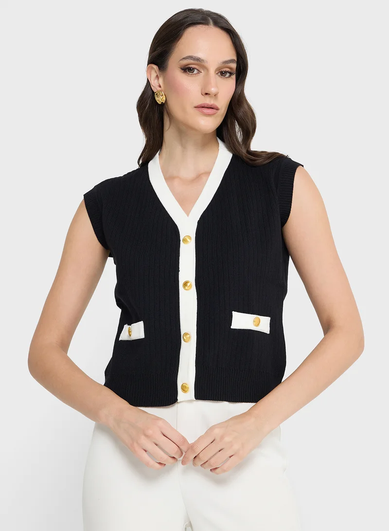 ELLA Vest With Contrast Trim