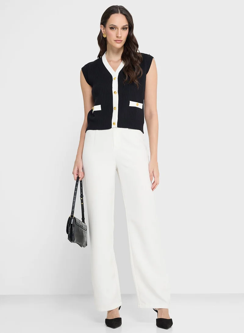 Ella  Vest With Contrast Trim for Women | Best Price UAE