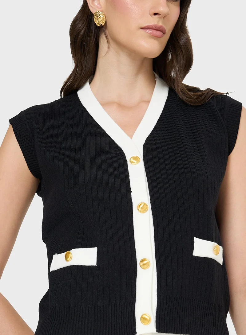 Ella  Vest With Contrast Trim for Women | Best Price UAE