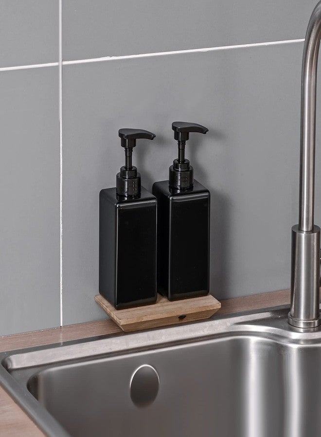 JiatuA 15 oz Hand Soap Dispenser, Plastic Pump Bottles, Refillable Empty Lotion Dispenser Liquid Container for Bathroom Kitchen College Dorm, 2 Pack Black - Image 2