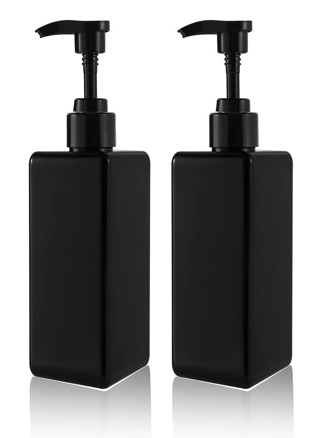 JiatuA 15 oz Hand Soap Dispenser, Plastic Pump Bottles, Refillable Empty Lotion Dispenser Liquid Container for Bathroom Kitchen College Dorm, 2 Pack Black - Image 1